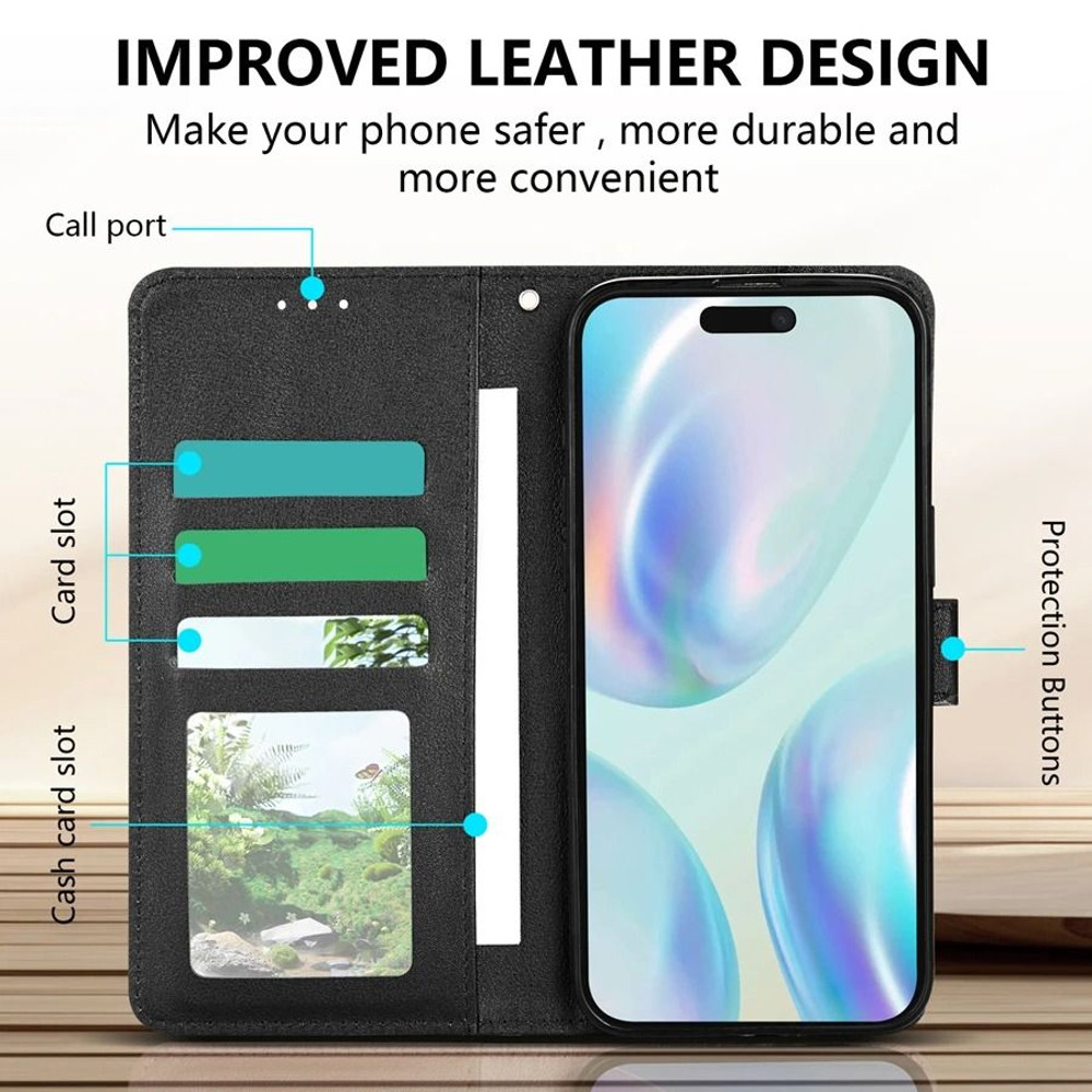 Magnetic Flip Wallet Leather Phone Case With Card Slots 3