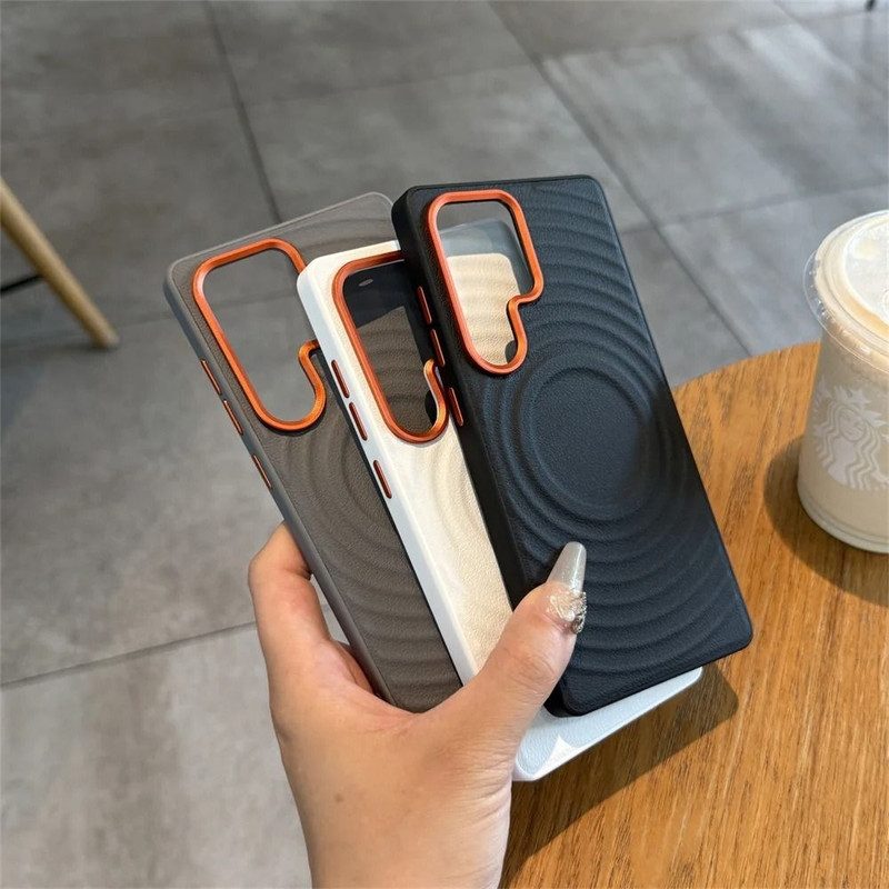 Magnetic Leather Pattern Phone Case With Wave Texture 4