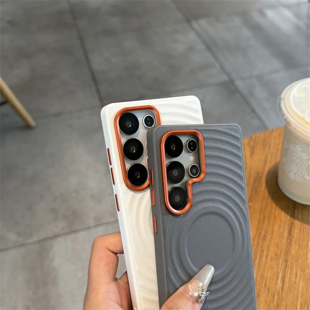 Magnetic Leather Pattern Phone Case With Wave Texture 5