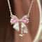 Sweet Pink Bow Pendant Necklace 8