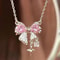 Sweet Pink Bow Pendant Necklace 8