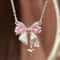 Sweet Pink Bow Pendant Necklace 6