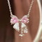 Sweet Pink Bow Pendant Necklace 6
