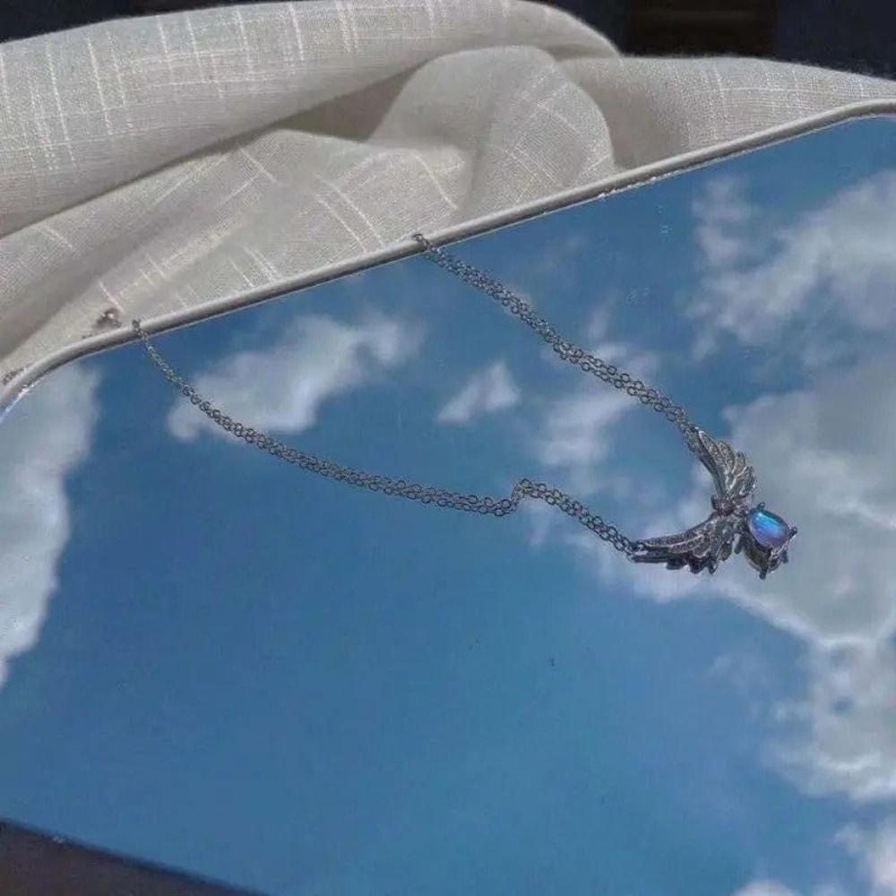 Angel Wings Moonstone Pendant Necklace 2