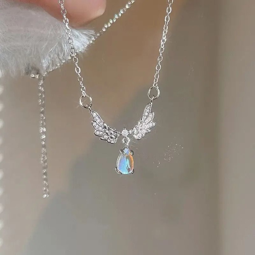 Angel Wings Moonstone Pendant Necklace 6