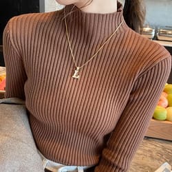 womens elegant basic turtleneck knit sweater
