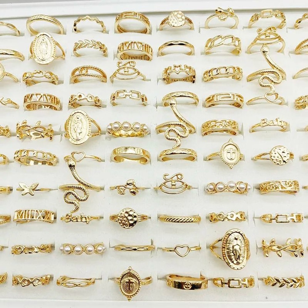 Gold Tone Mixed Style Ring Set For Women 30 Pieces 2