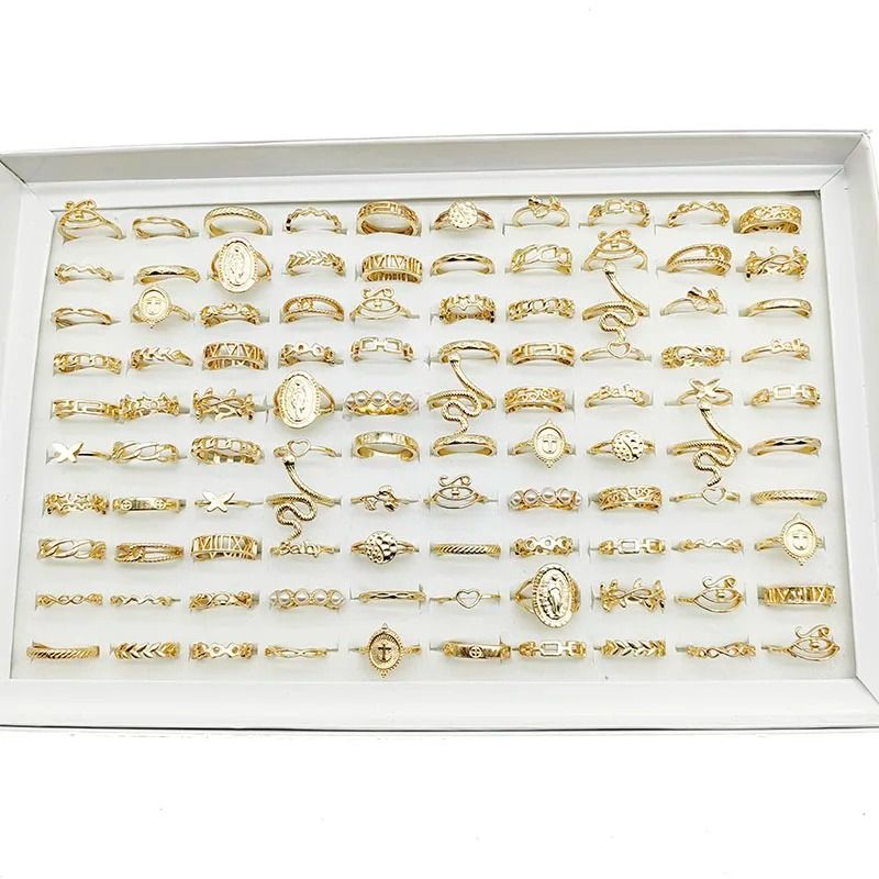 Gold Tone Mixed Style Ring Set For Women 30 Pieces 6