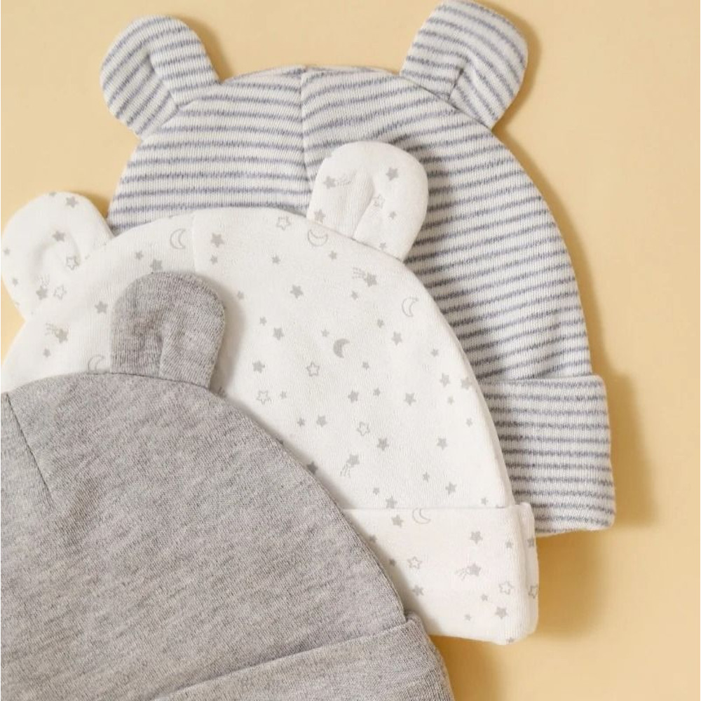 Soft Cotton Newborn Baby Hat Set Three Piece Comfortable Infant Caps 1