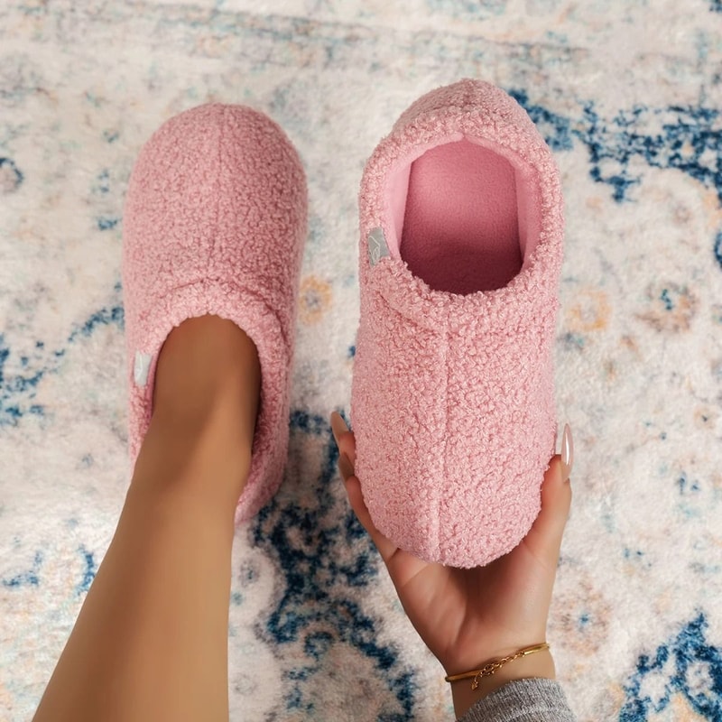 Plush Teddy Fleece Memory Foam Slippers For Women Cozy Lightweight House Shoes 1