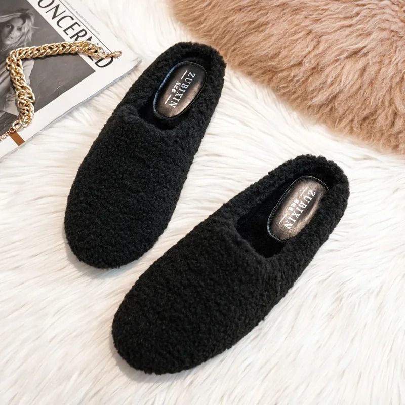 Womens Lambwool Winter Moccasins Warm Plush Fur Loafers Comfortable Cotton Flats 13