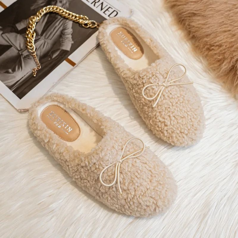 Womens Lambwool Winter Moccasins Warm Plush Fur Loafers Comfortable Cotton Flats 15