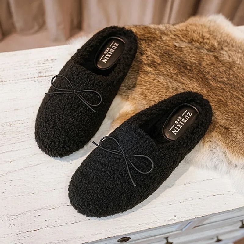 Womens Lambwool Winter Moccasins Warm Plush Fur Loafers Comfortable Cotton Flats 16