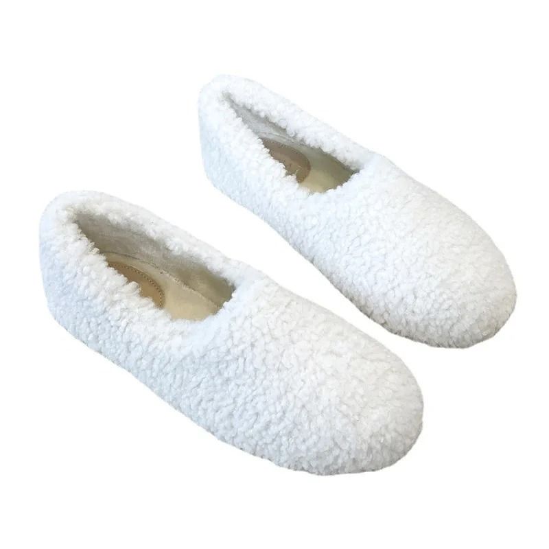 Womens Lambwool Winter Moccasins Warm Plush Fur Loafers Comfortable Cotton Flats 6