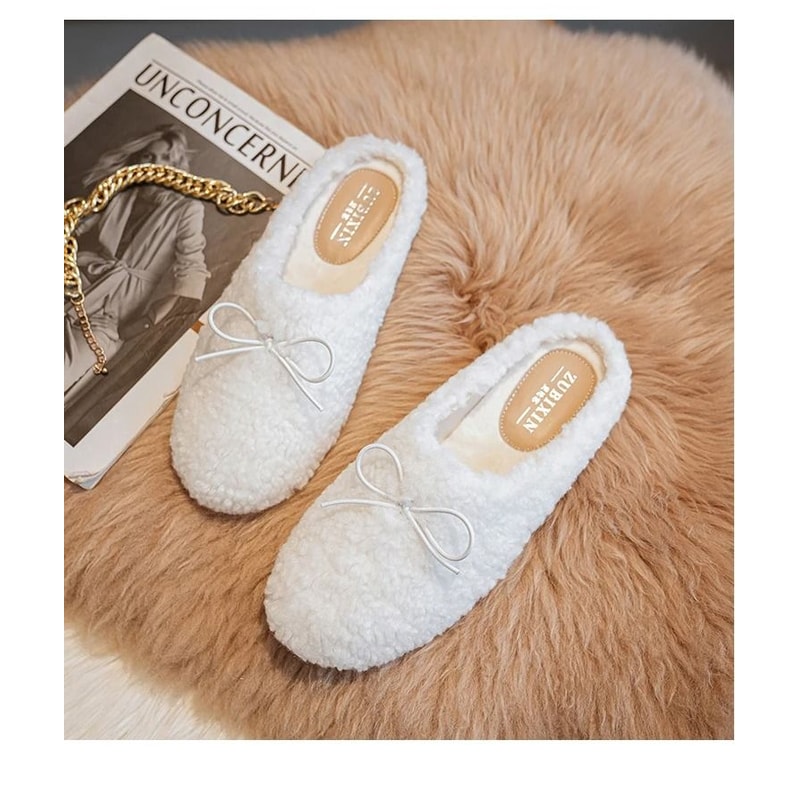 Womens Lambwool Winter Moccasins Warm Plush Fur Loafers Comfortable Cotton Flats 7