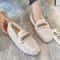 Womens Plush Shearling Winter Flats Warm Lambswool Slip On Loafers Cotton Lined Comfort Shoes 9