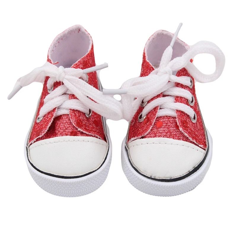 Canvas Denim Baby Doll Sneakers For 18 Inch Dolls 16