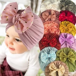 lovely shiny bowknot baby hat