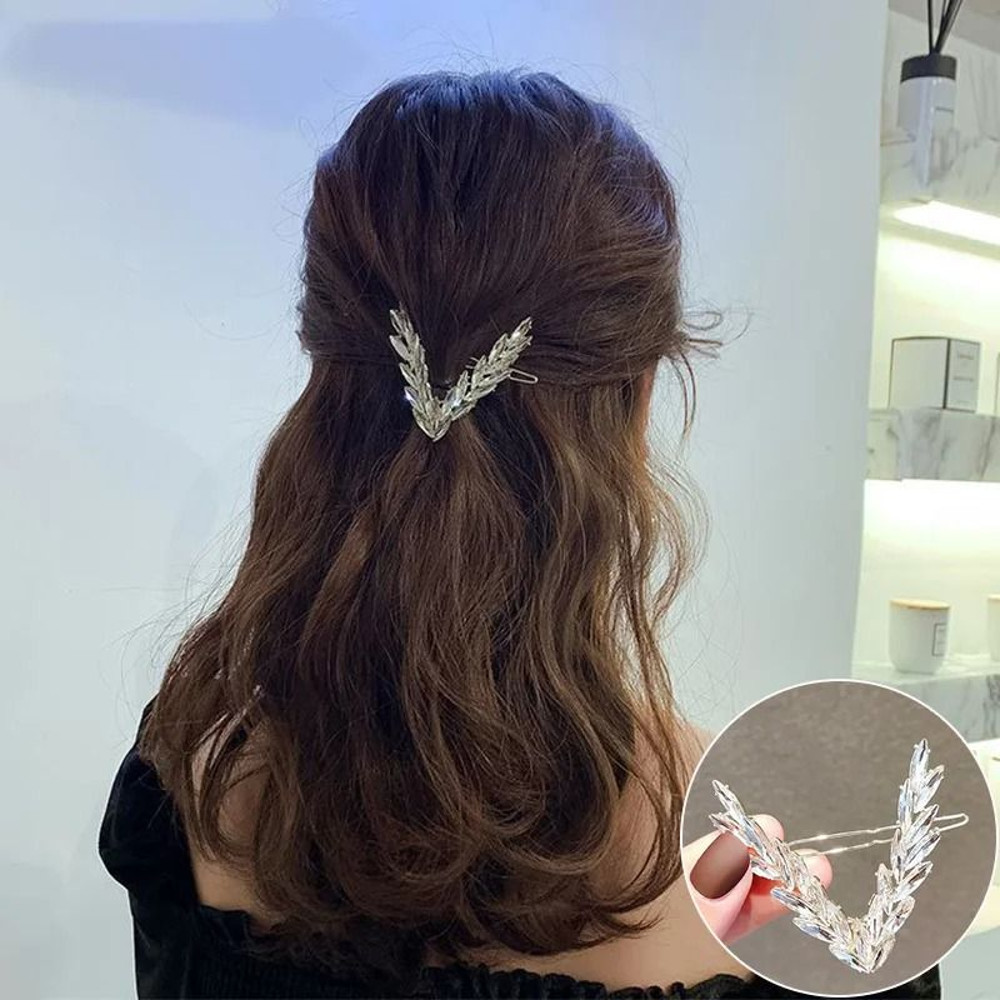 Shining Crystal V Shape Hair Clip 6