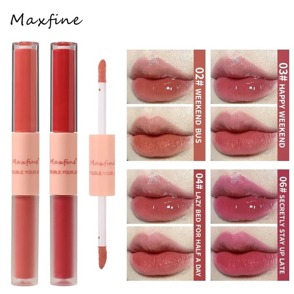 Double End Lip Glaze Gloss And Matte Velvet Long Lasting Lip Color 4