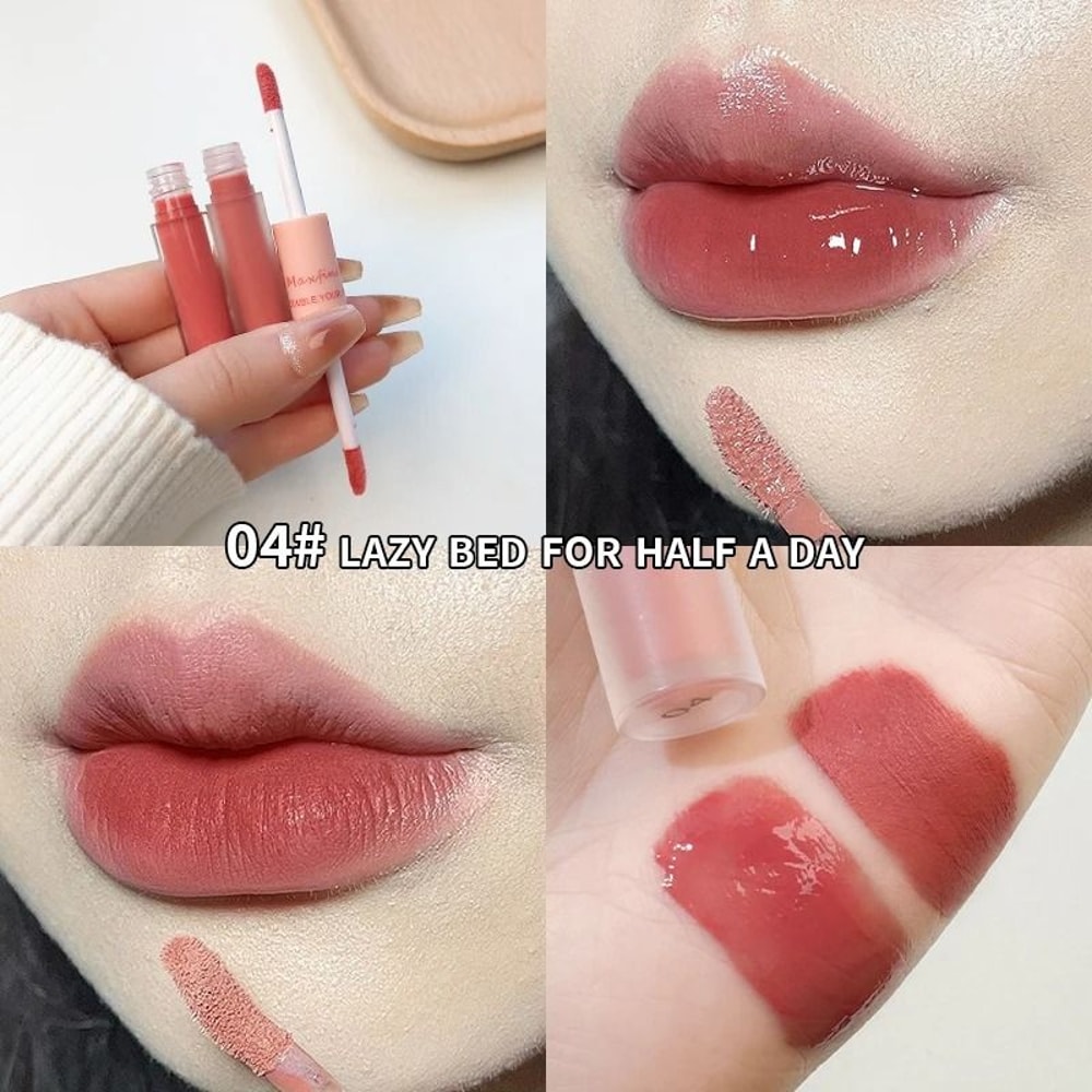 Double End Lip Glaze Gloss And Matte Velvet Long Lasting Lip Color 6