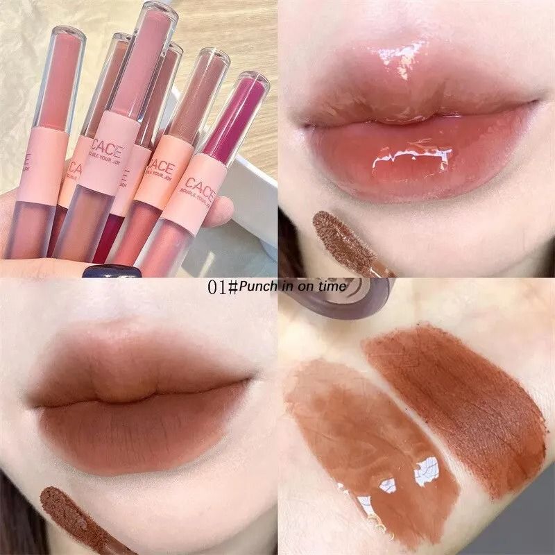 Double End Lip Glaze Gloss And Matte Velvet Long Lasting Lip Color 7