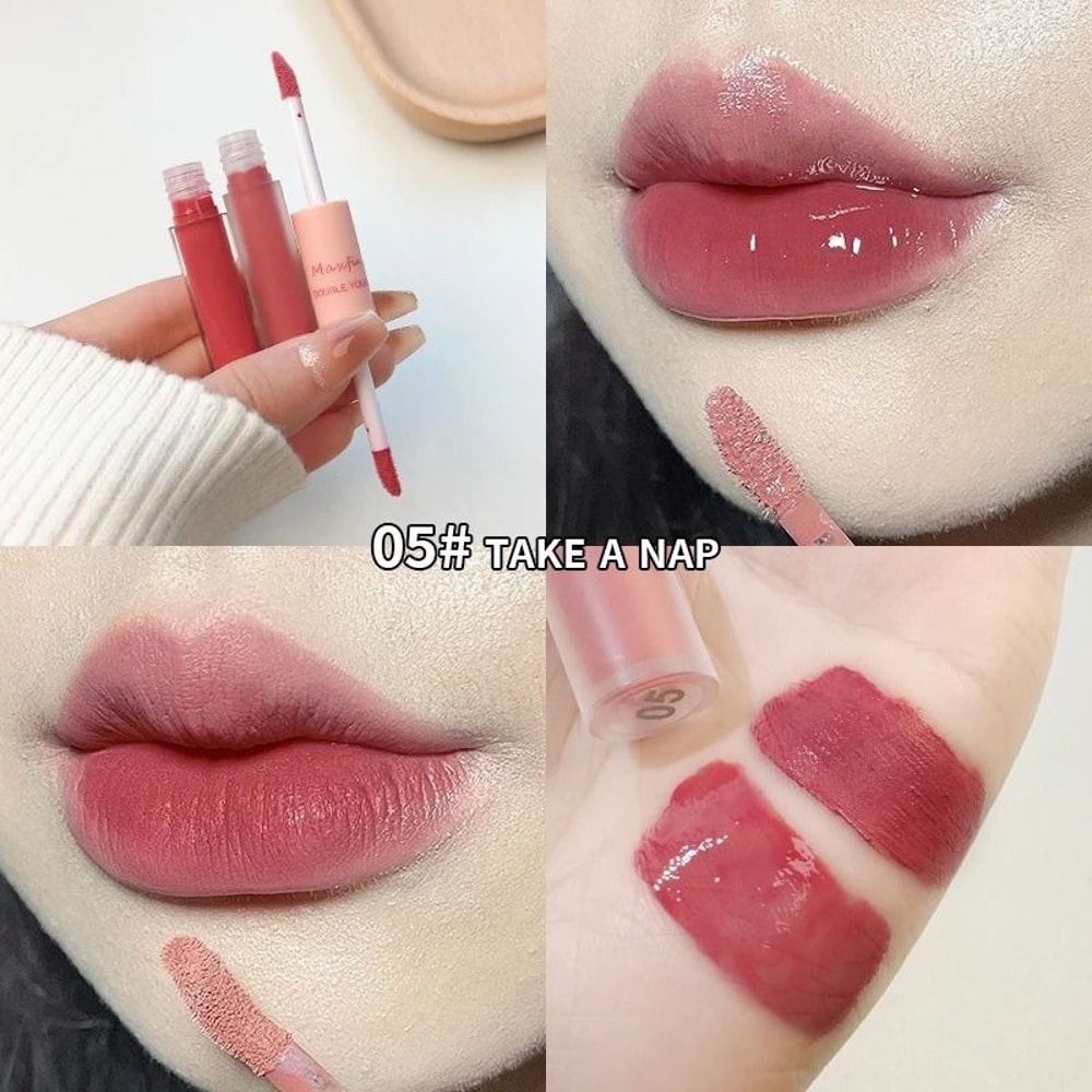 Double End Lip Glaze Gloss And Matte Velvet Long Lasting Lip Color 10