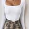 Women Long Sleeve Bodycon Square Neck Bodysuit 0