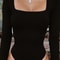 Women Long Sleeve Bodycon Square Neck Bodysuit 3