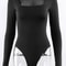 Women Long Sleeve Bodycon Square Neck Bodysuit 6