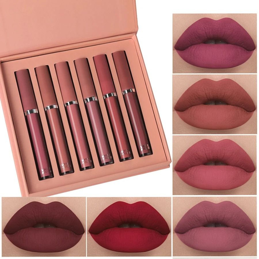 Matte Lip Gloss Set 6 Color Waterproof Long Lasting Gift Box 0