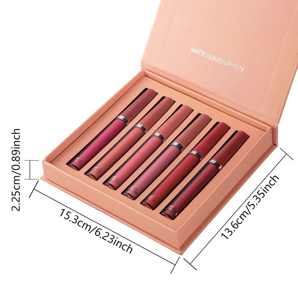 Matte Lip Gloss Set 6 Color Waterproof Long Lasting Gift Box 4