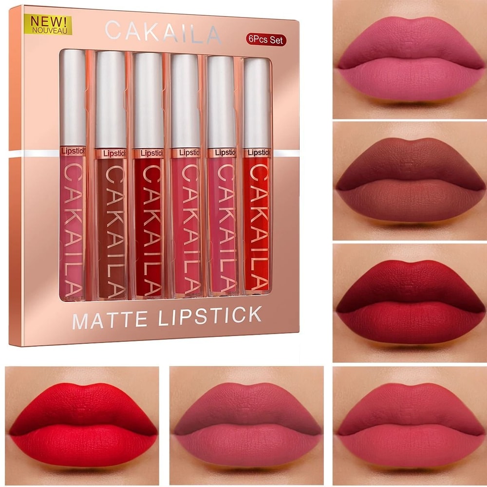 6 Color Matte Liquid Lip Gloss Set Long Lasting Waterproof 0