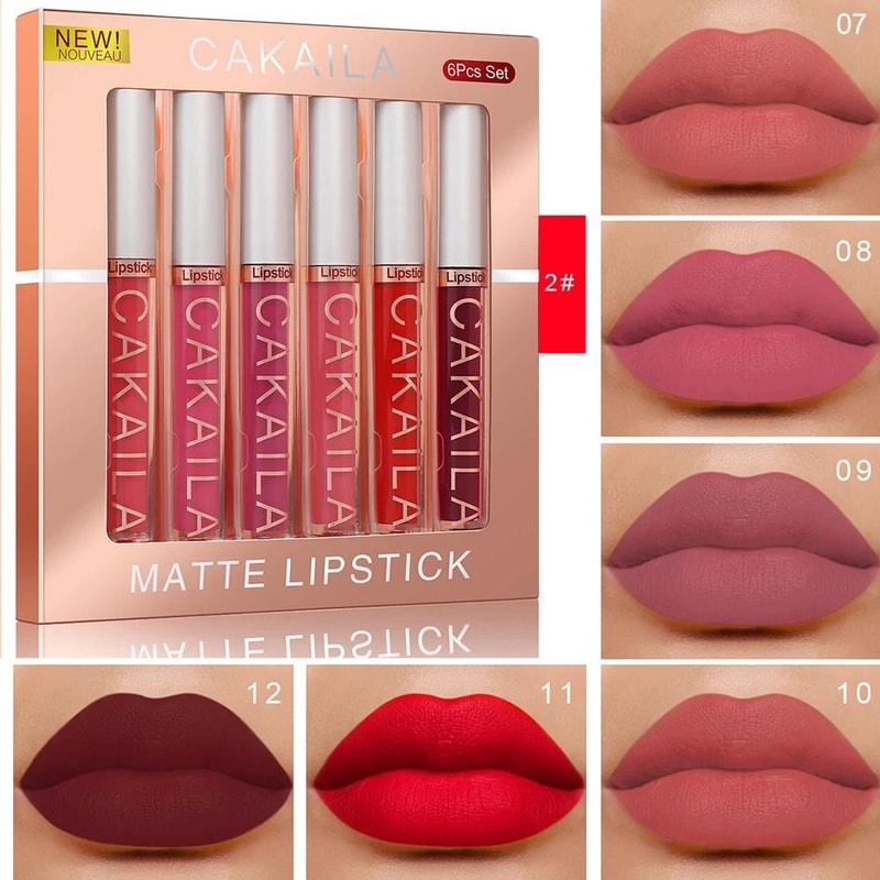 6 Color Matte Liquid Lip Gloss Set Long Lasting Waterproof 9