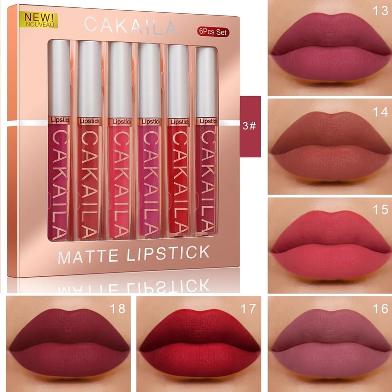6 Color Matte Liquid Lip Gloss Set Long Lasting Waterproof 8