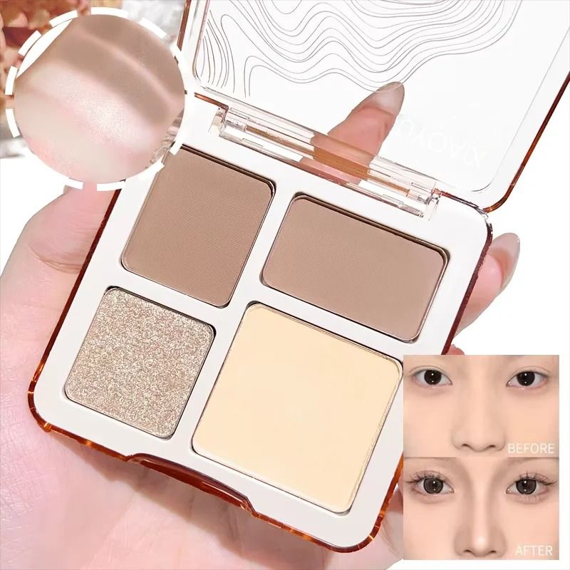 Four Color Highlighter And Contour Palette Matte And Shimmer 0