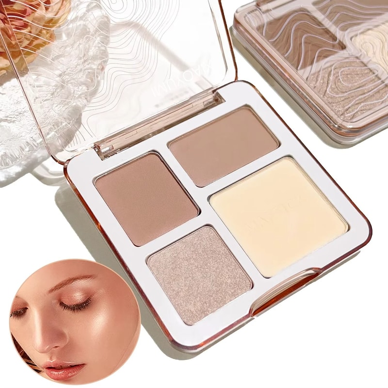 Four Color Highlighter And Contour Palette Matte And Shimmer 3
