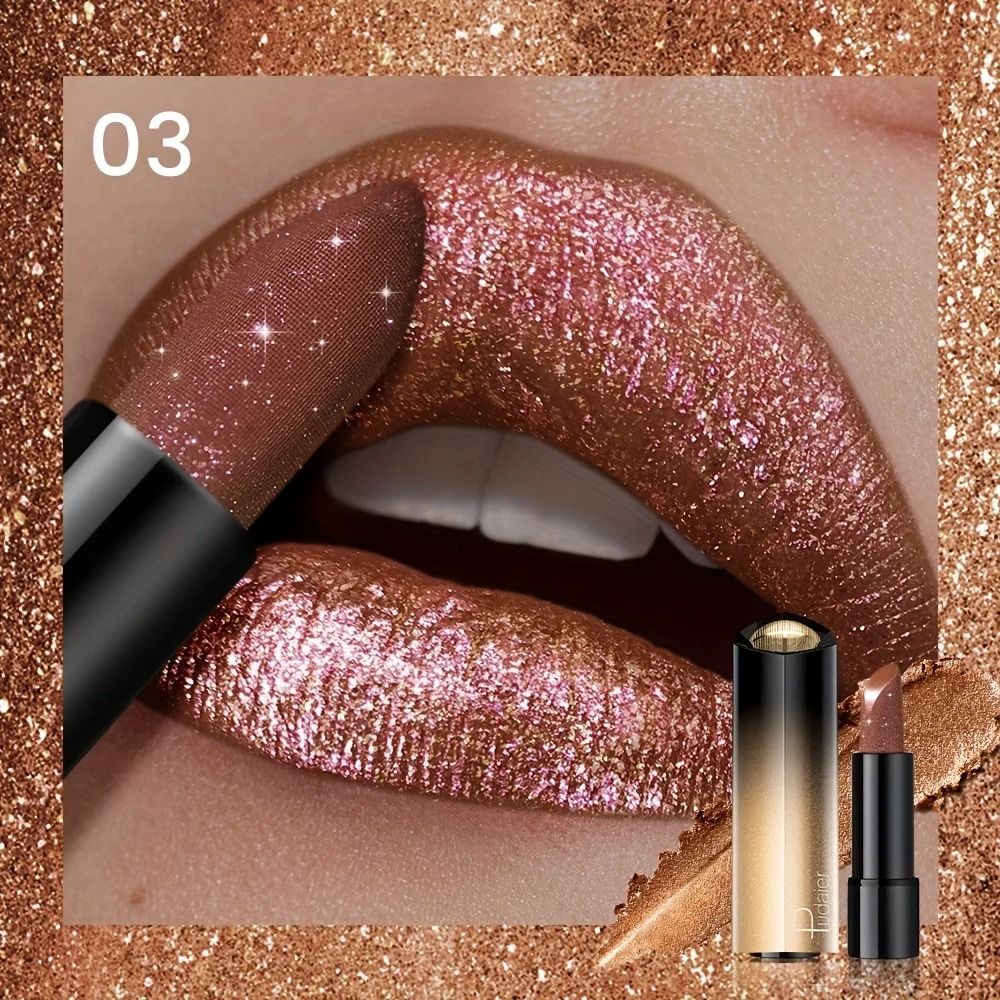 Pressable Pearlescent Glitter Lipstick Soft Creamy Shine 3