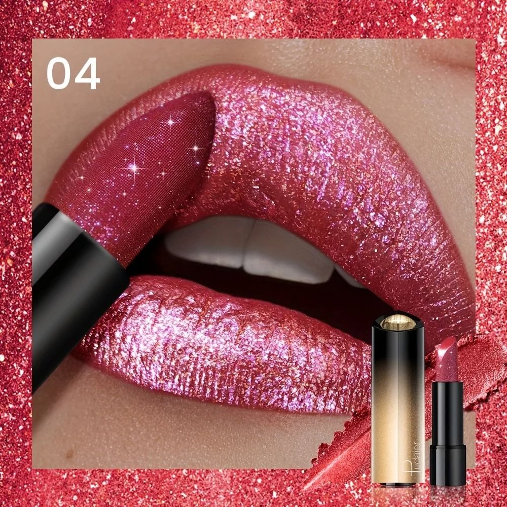 Pressable Pearlescent Glitter Lipstick Soft Creamy Shine 9