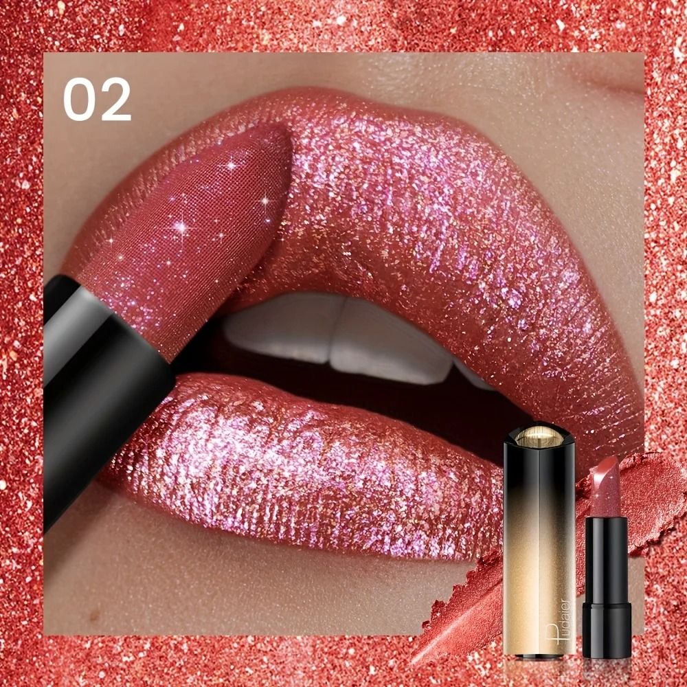 Pressable Pearlescent Glitter Lipstick Soft Creamy Shine 14