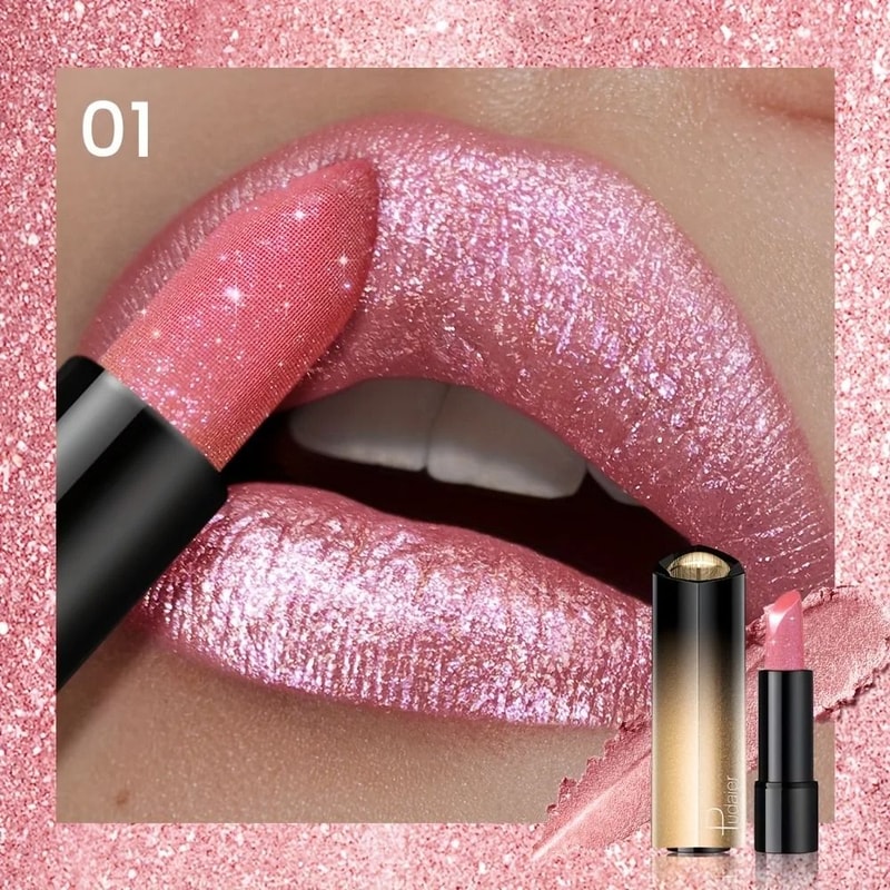 Pressable Pearlescent Glitter Lipstick Soft Creamy Shine 7