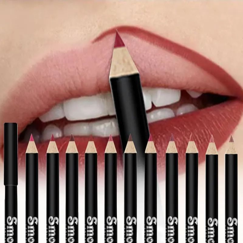 12 Color Lip Liner Pen Set Waterproof Long Lasting Smooth Application 2