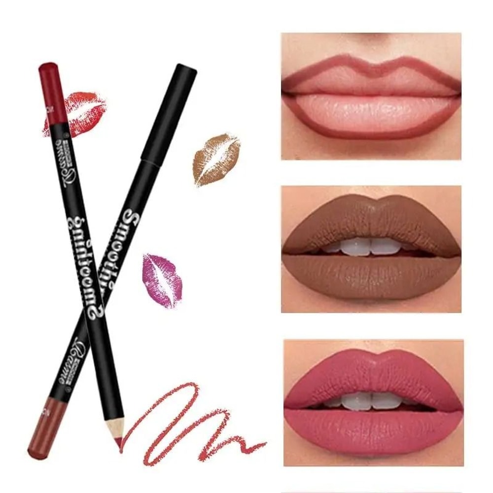 12 Color Lip Liner Pen Set Waterproof Long Lasting Smooth Application 4