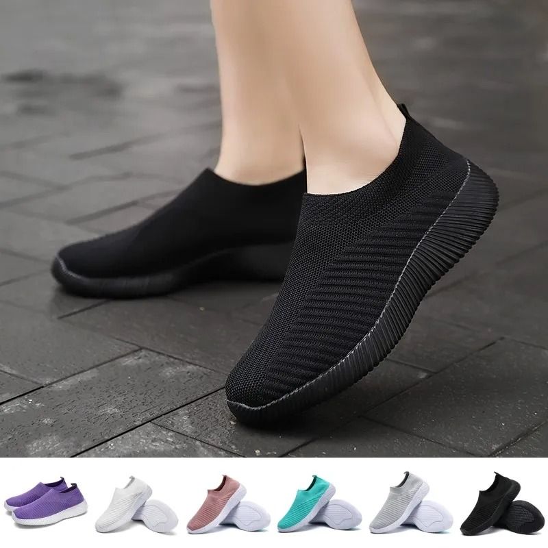 Womens Slip On Vulcanized Sneakers Comfortable Casual Walking Flats 0