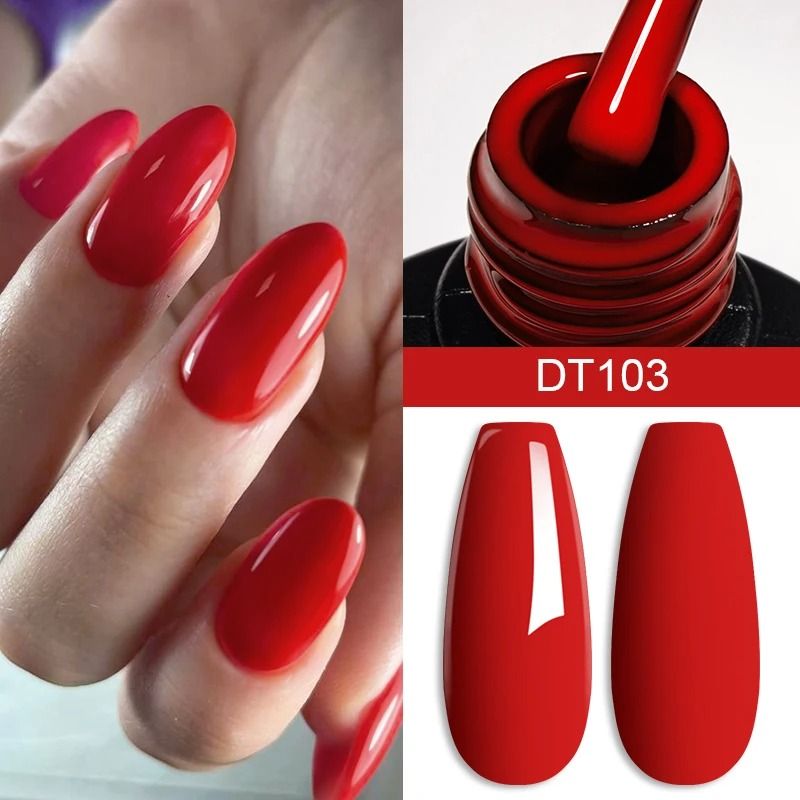 7ml Red Gel Nail Polish Crystal Shine SemiPermanent UVLED SoakOff 9