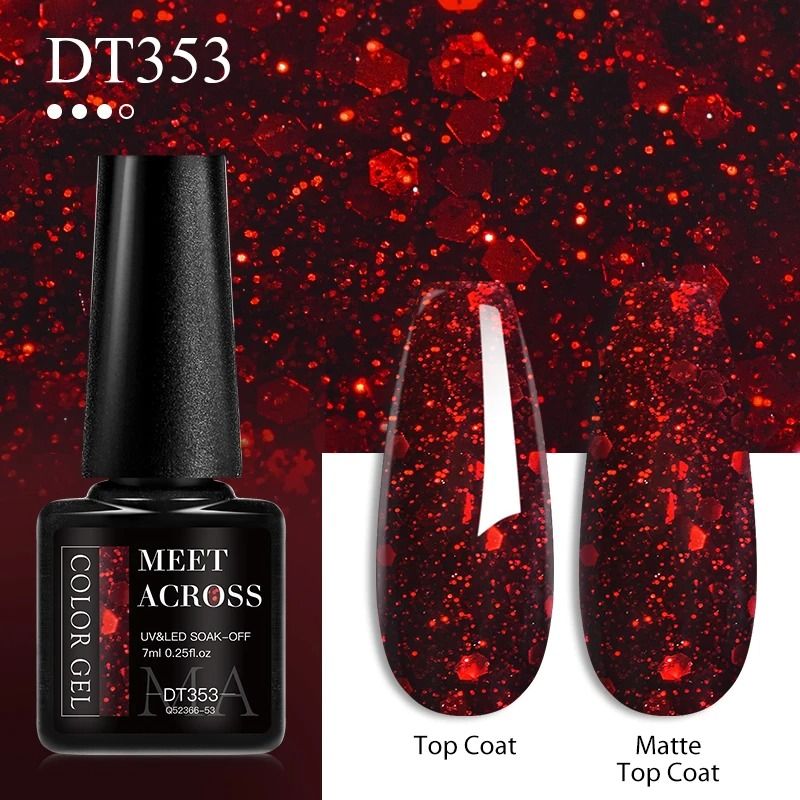 7ml Red Gel Nail Polish Crystal Shine SemiPermanent UVLED SoakOff 4