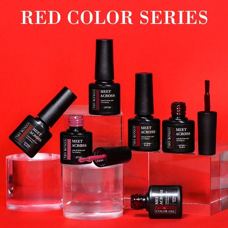 7ml Red Gel Nail Polish Crystal Shine SemiPermanent UVLED SoakOff 5