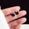 Black Zircon Square Stud Earrings Shiny Geometric Statement Jewelry For Women 2