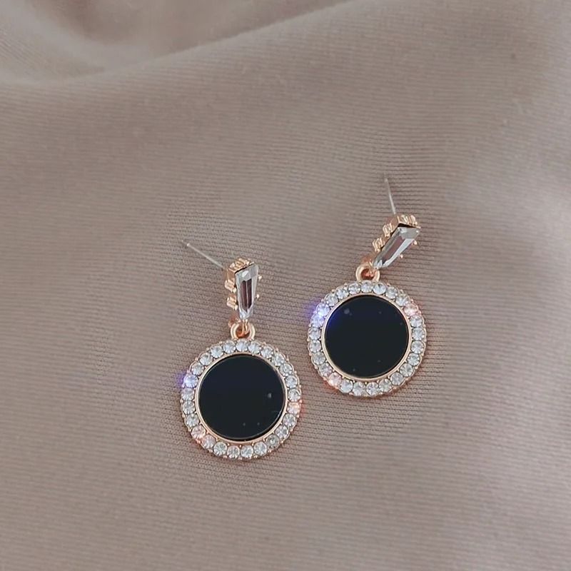 Black Zircon Square Stud Earrings Shiny Geometric Statement Jewelry For Women 15