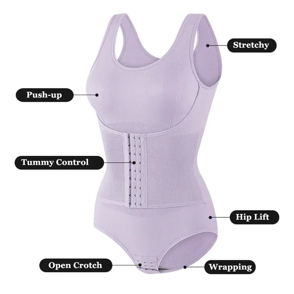 Women Tummy Control Bodysuit Shapewear With Zipper Belt 1